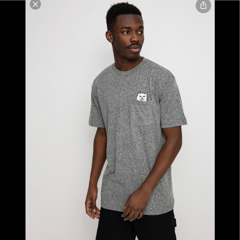 RIPNDIP LORD NERMAL ATHLETIC GRAY HEATHERED POCKET T-SHIRT SIZE MEDIUM UNISEX